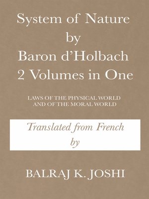 cover image of System of Nature by Baron d'Holbach: Two Volumes in One